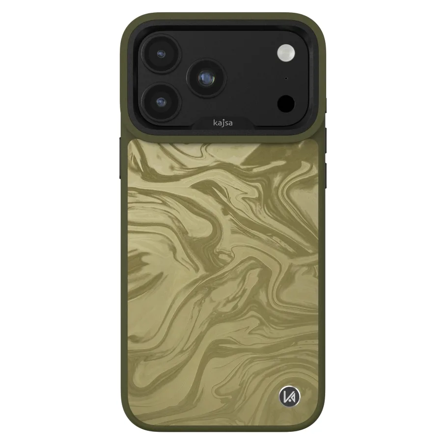 Чехол Kajsa Glamorous Collection Fluid Art with MagSafe для iPhone 18 Pro Olive Green O-Ring