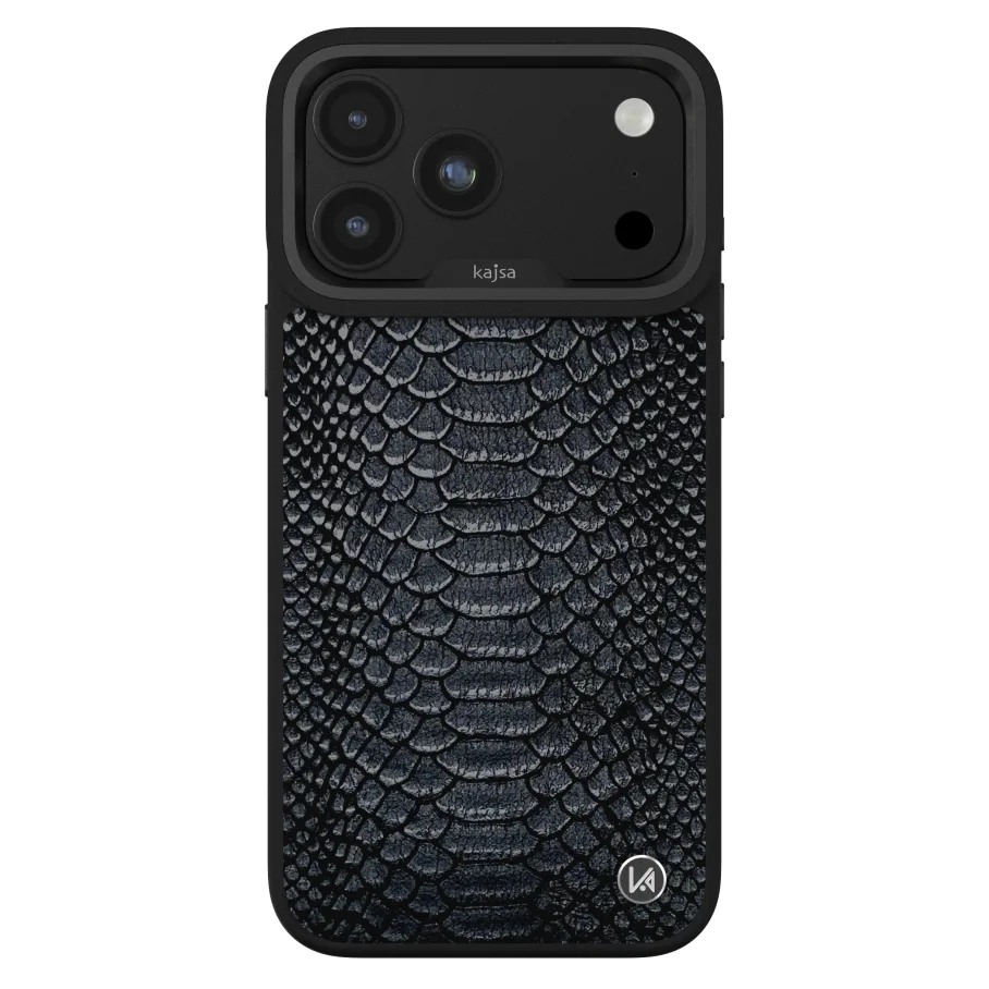 Чехол Kajsa Glamorous Collection Snake Pattern with MagSafe для iPhone 18 Pro Max Carbon Black O-Ring