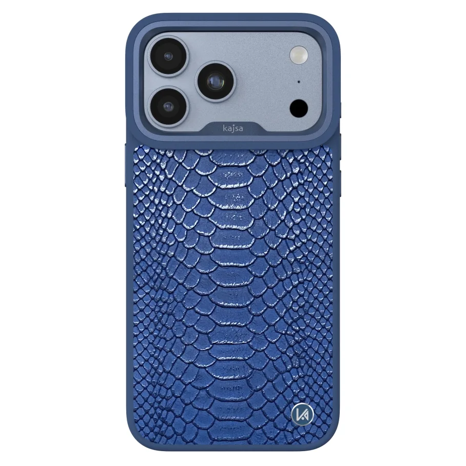 Чехол Kajsa Glamorous Collection Snake Pattern with MagSafe для iPhone 18 Pro Max Steel Blue O-Ring