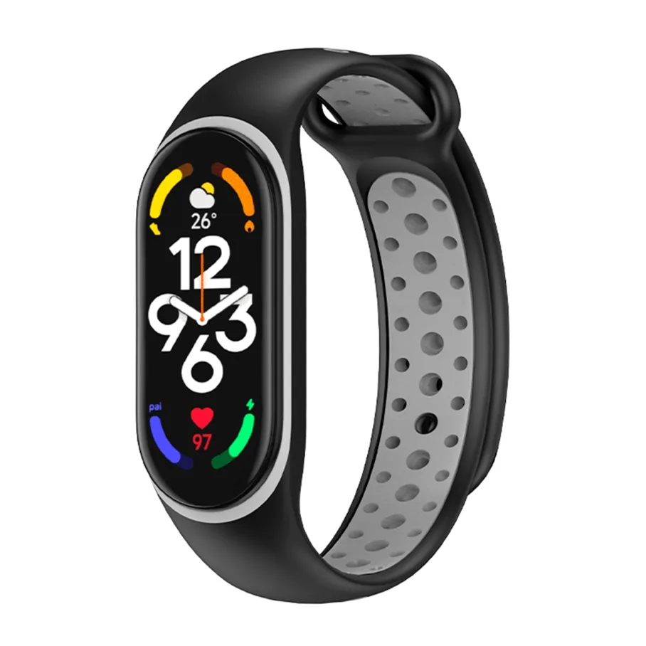 Ремешок для Xiaomi Mi Band 5/6/7, цвет черный/серый