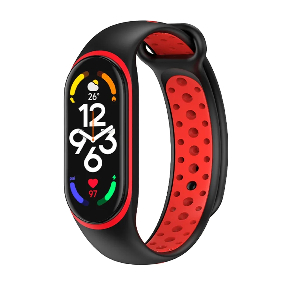 Ремешок для Xiaomi Mi Band 5/6/7, цвет черный/красный