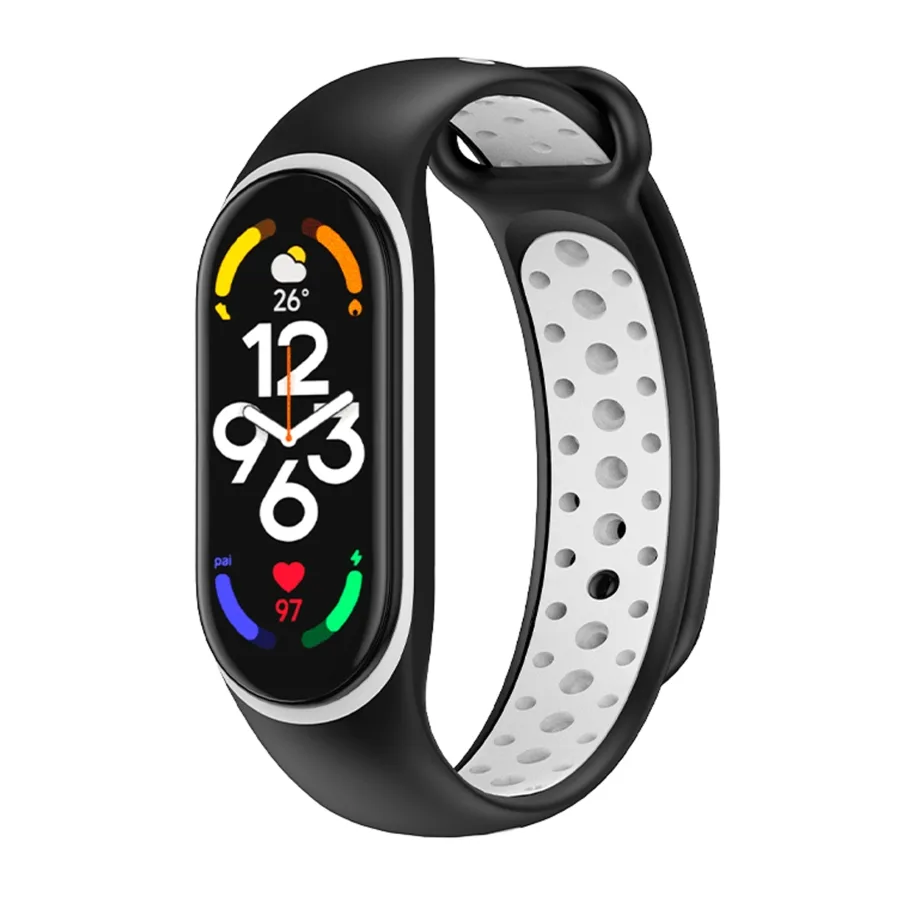 Ремешок для Xiaomi Mi Band 5/6/7, цвет черный/белый