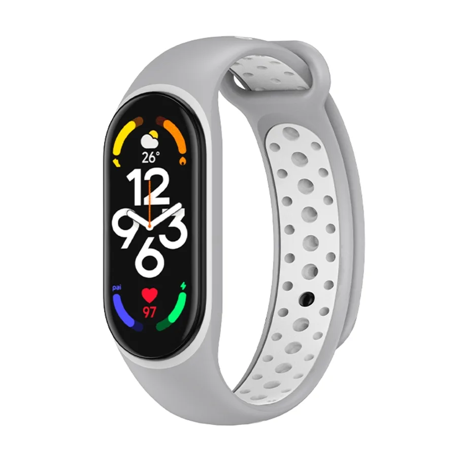 Ремешок для Xiaomi Mi Band 5/6/7, цвет серый/белый