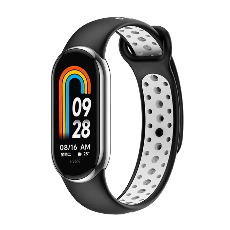 Ремешок для Xiaomi Mi Band 8/9/10, цвет черный/белый