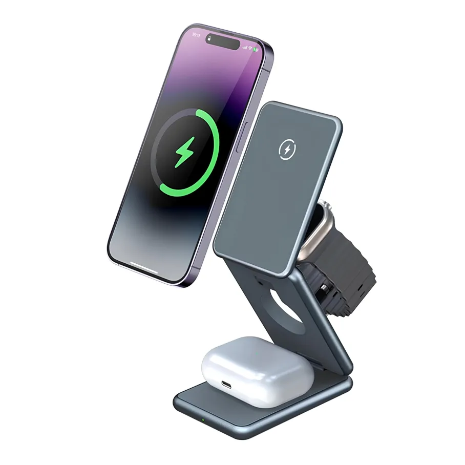 Беспроводное Зарядное Устройство 3in1 Magnetic Wireless 15W, цвет черный