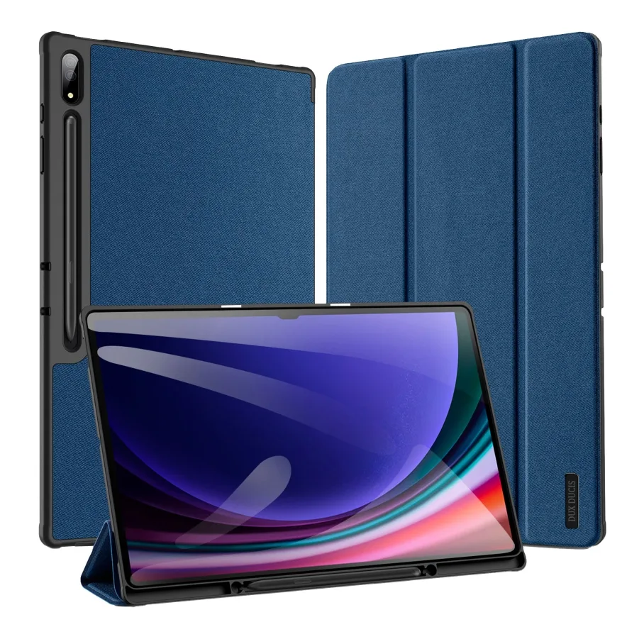 Чехол для Samsung Tab S10 Ultra/S9 Ultra/S8 Ultra с держателем для S Pen и авто-включением/выключением, цвет синий