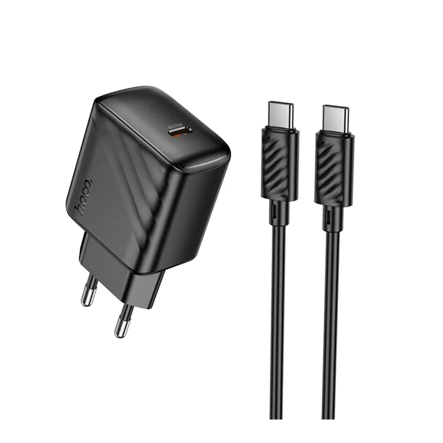 Сетевое Зарядное Устройство Hoco CS24A 1USB-C PD/QC 25W, с кабелем Type-C to Type-C, цвет черный