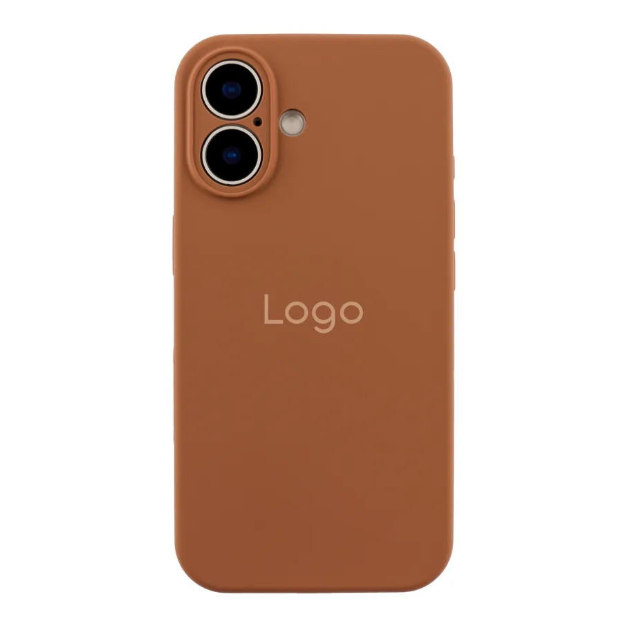 Чехол Silicone Case Full Size with Frame для iPhone 16 93.New Brown