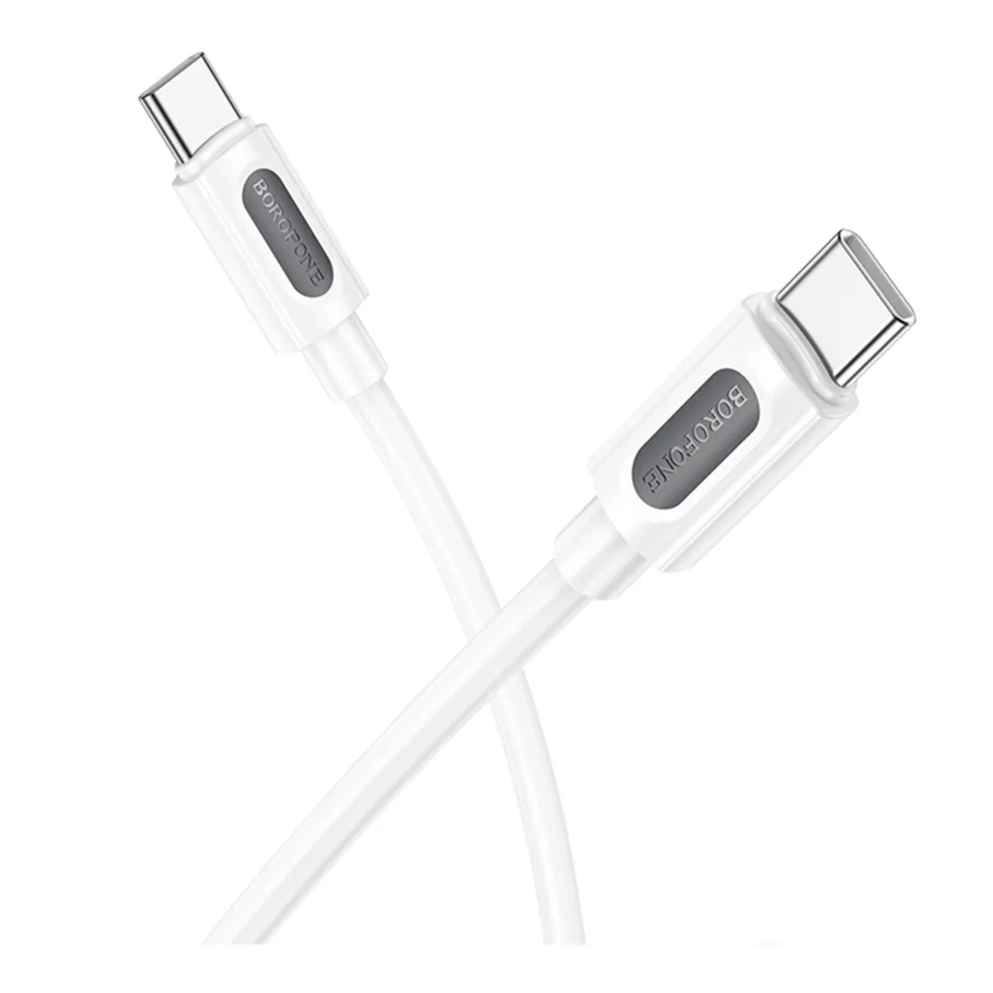 USB Borofone BX114 Silicone, кабель Type-C to Type-C 60W, цвет белый