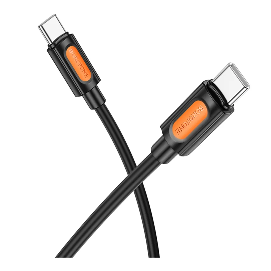 USB Borofone BX114 Silicone, кабель Type-C to Type-C 60W, цвет черный