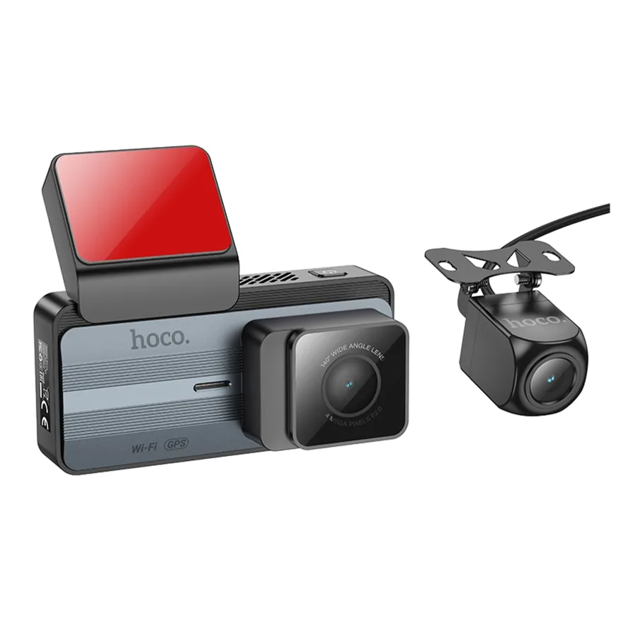 Видеорегистратор Hoco DV12 2K IPS Display, с Wi-Fi и GPS, Камера, цвет серый