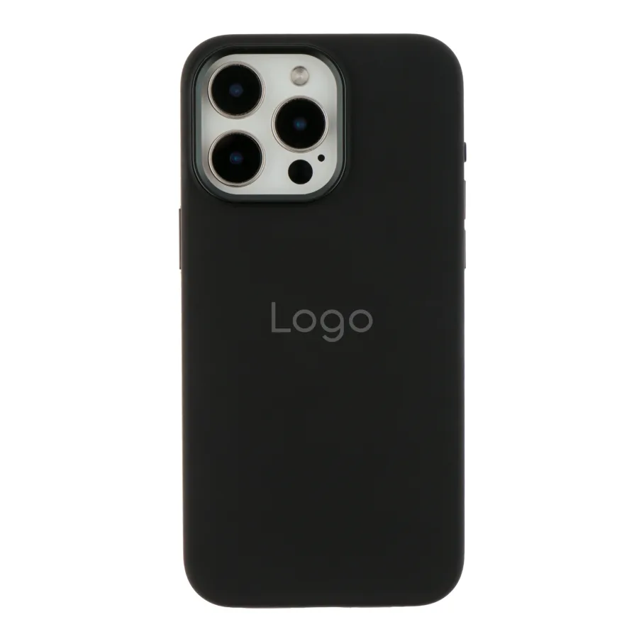Чехол Silicone Case Metal Buttons (AA) для iPhone 15 Pro Max Black