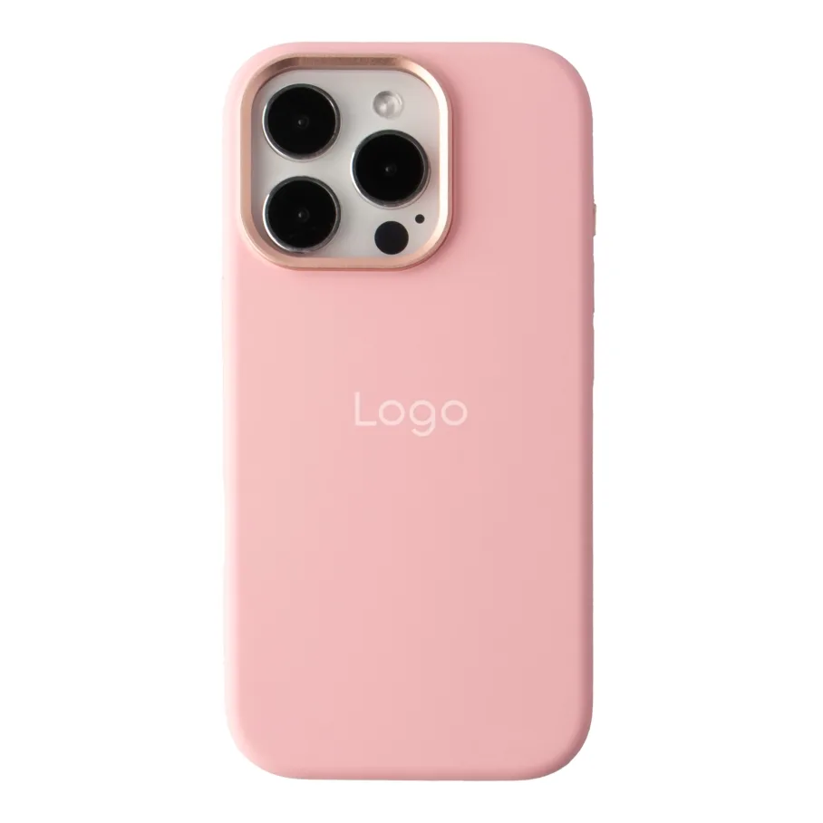 Чехол Silicone Case Metal Buttons (AA) для iPhone 16 Pro Rose Powder