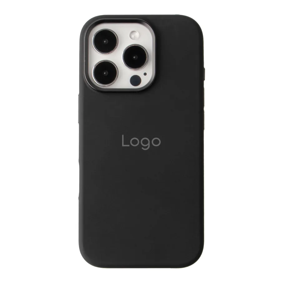 Чехол Silicone Case Metal Buttons (AA) для iPhone 16 Pro Max Black