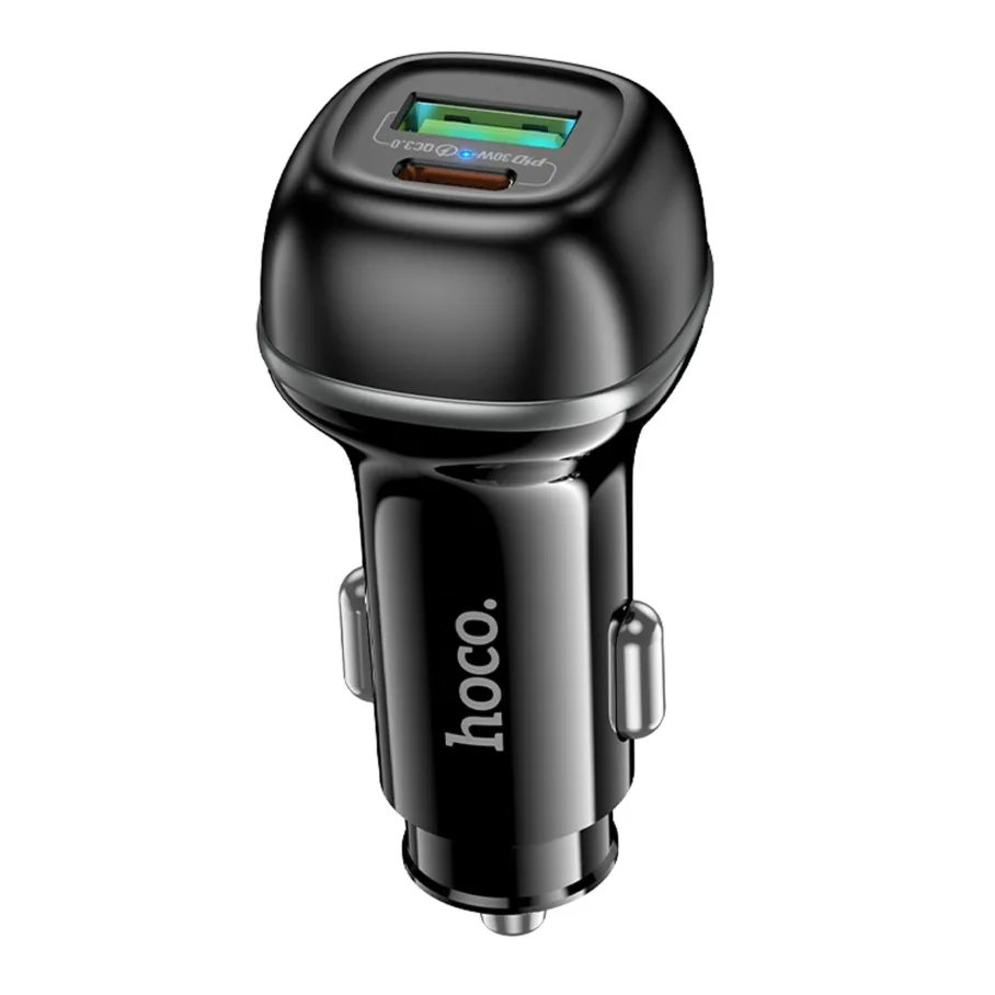 Авто Зарядное Устройство Hoco Z58A 1USB-A QC18W/1USB-C PD30W Total 48W, цвет черный