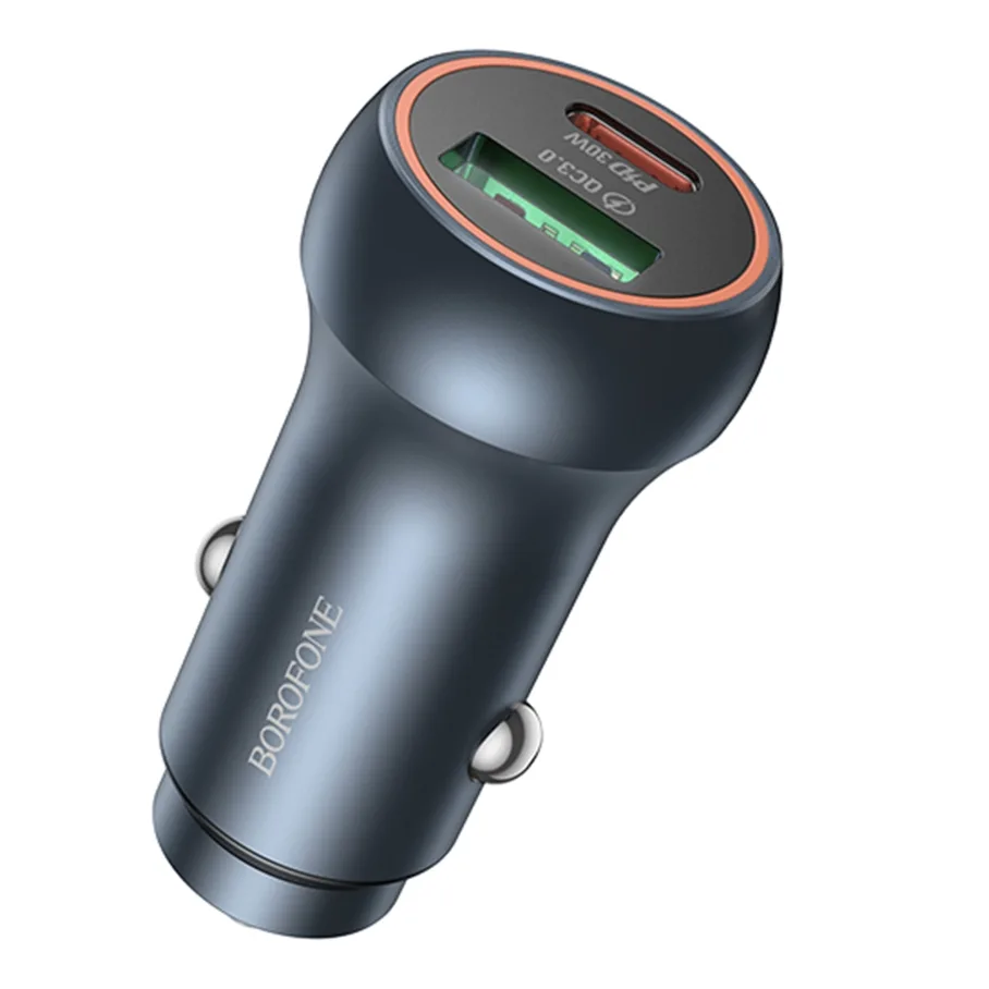 Авто Зарядное Устройство Borofone BZ32B 1USB-A QC18W/1USB-C PD30W Total 48W, цвет серый