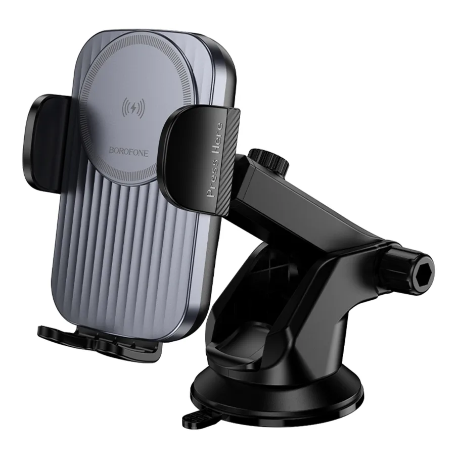 Автодержатель Borofone BH222 Wireless, 15W, цвет серый
