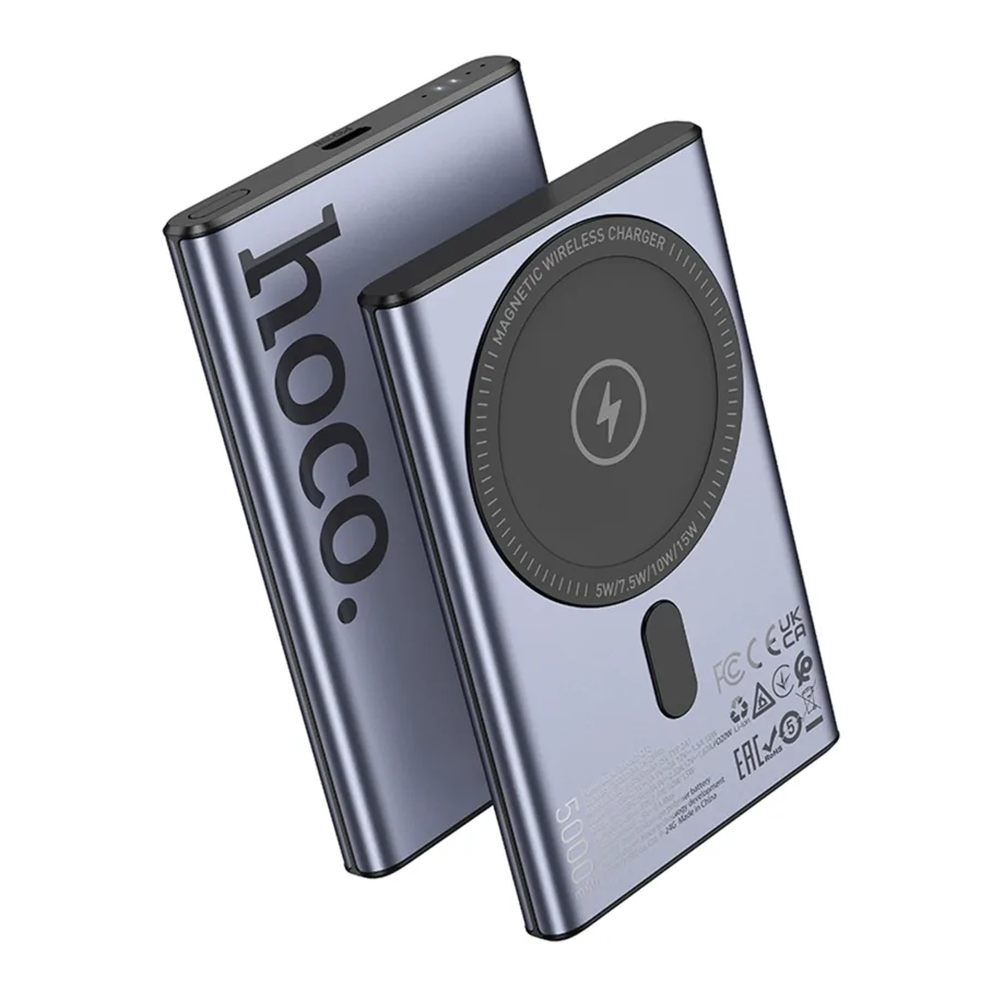 Power Bank Hoco Q32 Bird PD20W, беспроводной магнитный, 5000mAh, цвет металлический серый