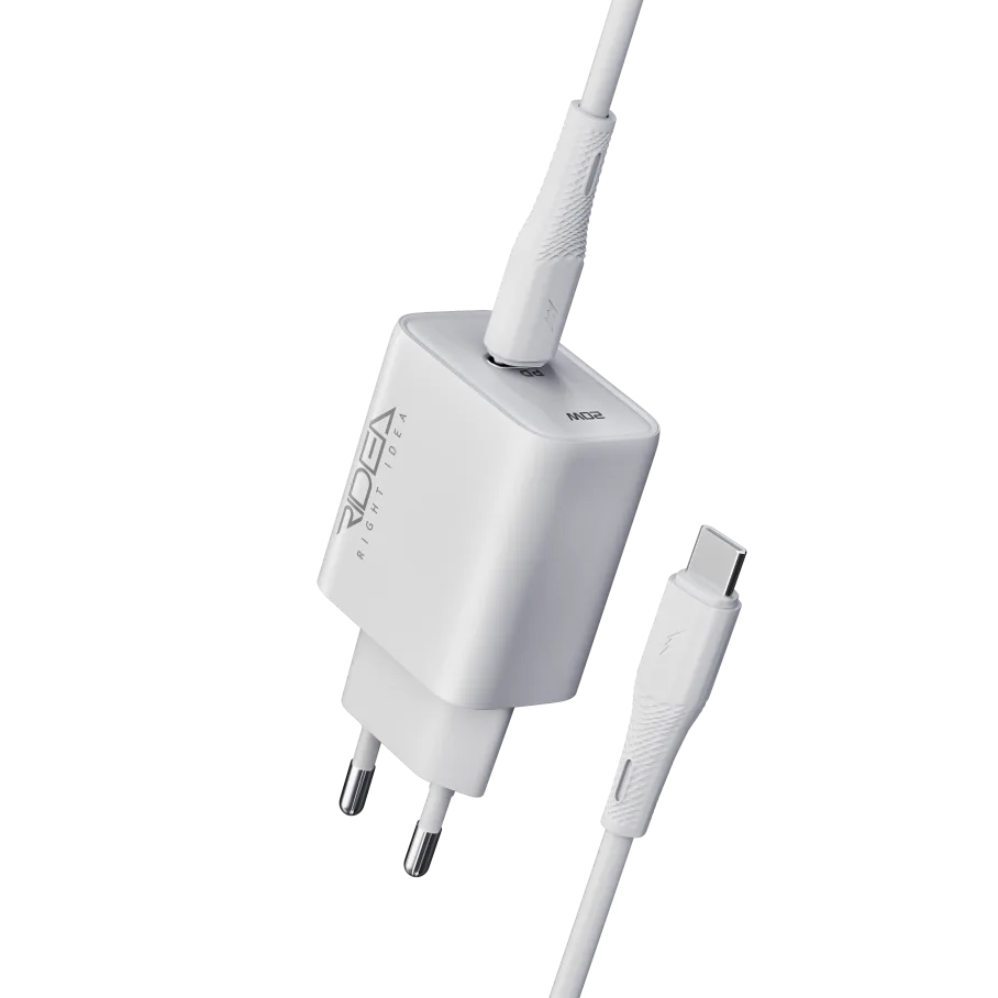 Сетевое Зарядное Устройство Ridea RW-20124 Rapid Pro, с кабелем Type-C to Type-C, 20W, цвет белый