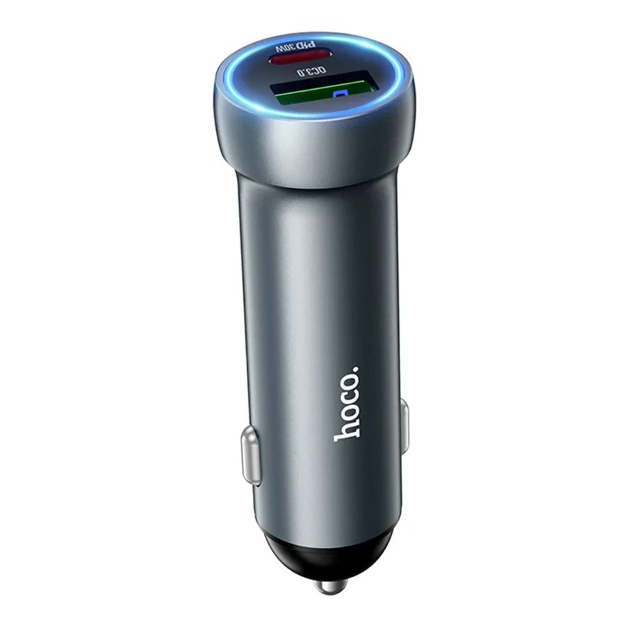 Авто Зарядное Устройство Hoco Z54A 1USB-A QC18W/1USB-C PD30W Total 48W, цвет серый