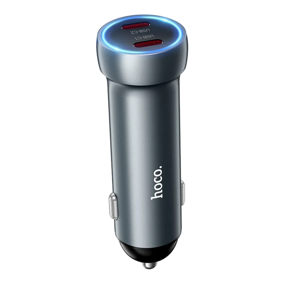 Авто Зарядное Устройство Hoco Z54B 2USB-C QC/PD30W+30W Total 60W, цвет серый