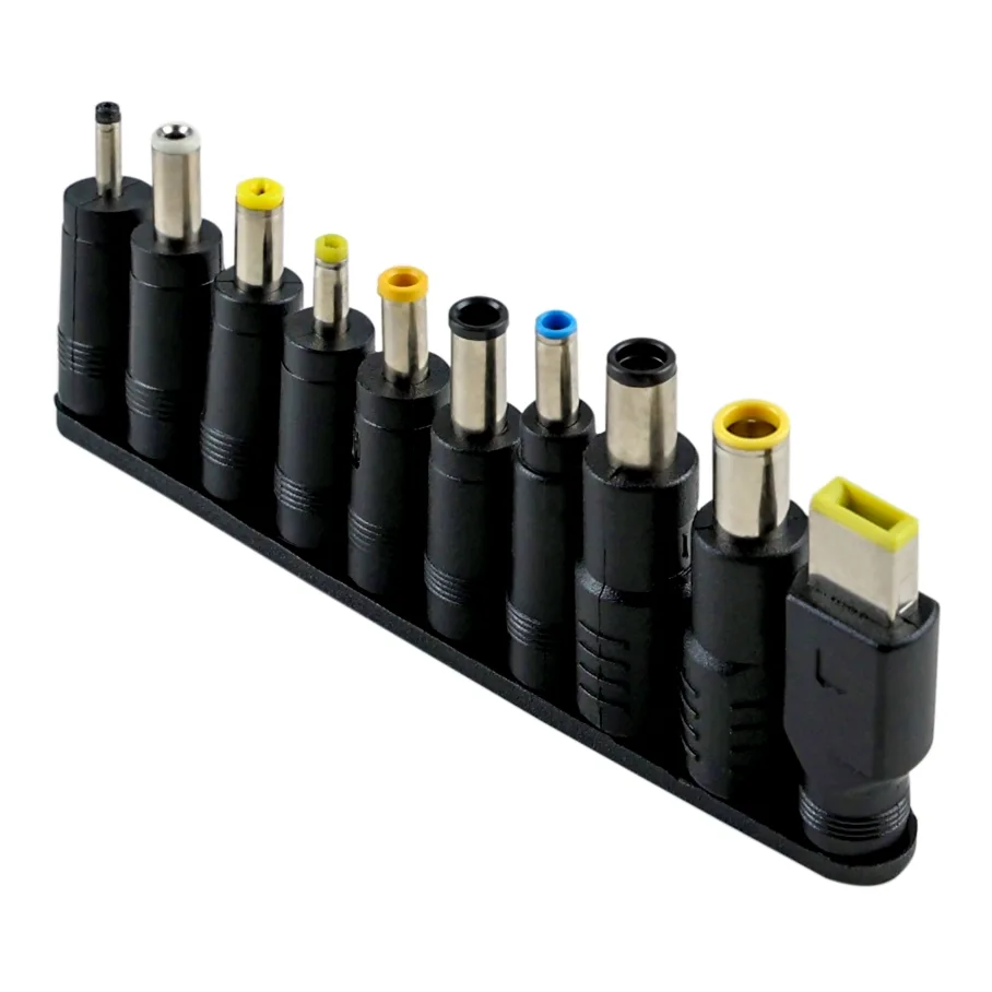 Переходник Type-C to DC PD100W 5.5×2.1 mm, с 10 переходниками, длина кабеля 1.8 м, цвет черный