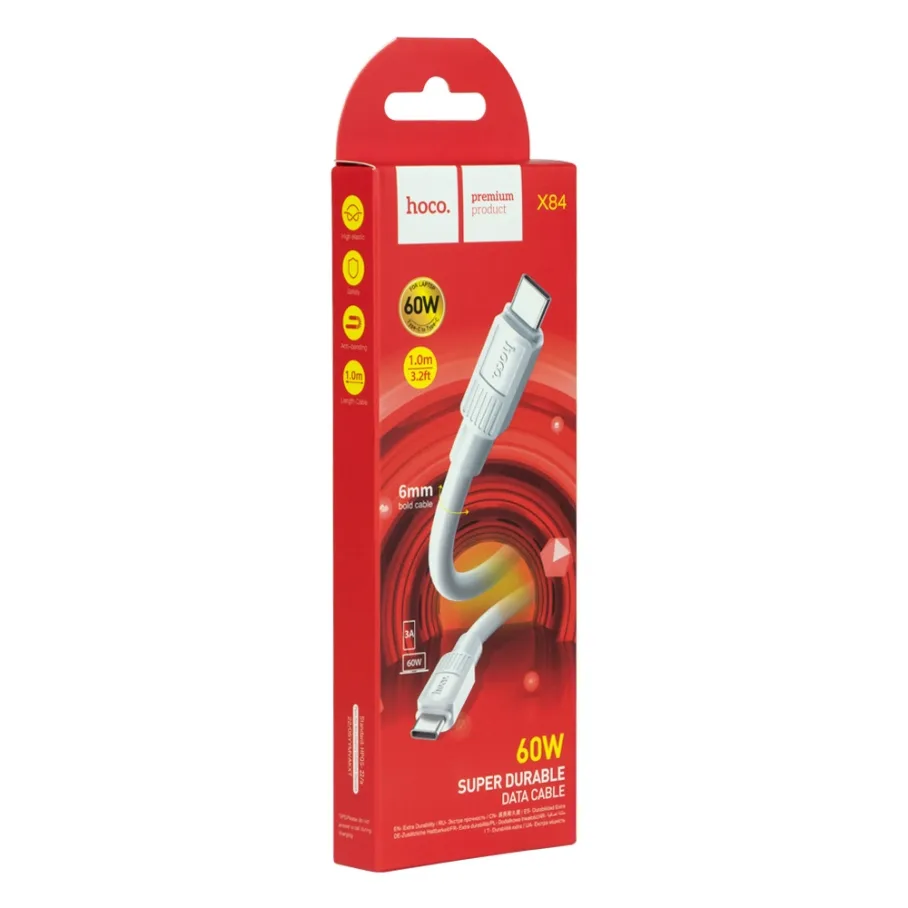 USB Hoco X84 60W, с кабелем Type-C to Type-C, цвет черный