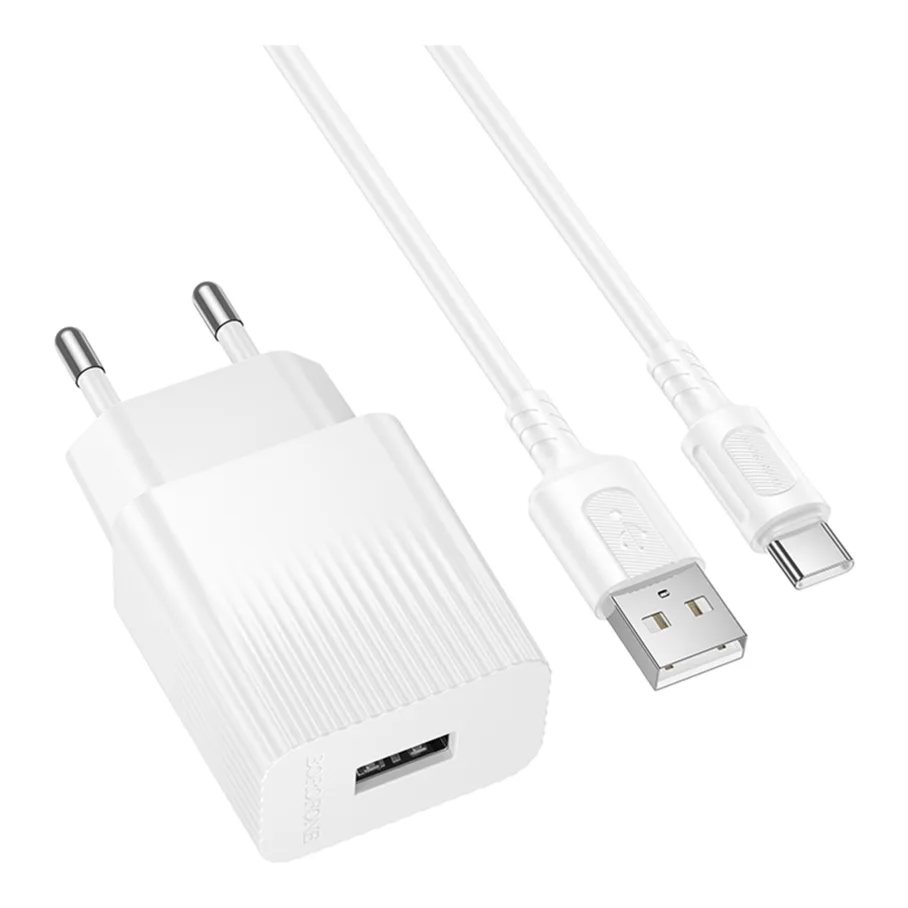 Сетевое Зарядное Устройство Borofone BAS71A 1USB 2.1A+USB to Type-C Белый