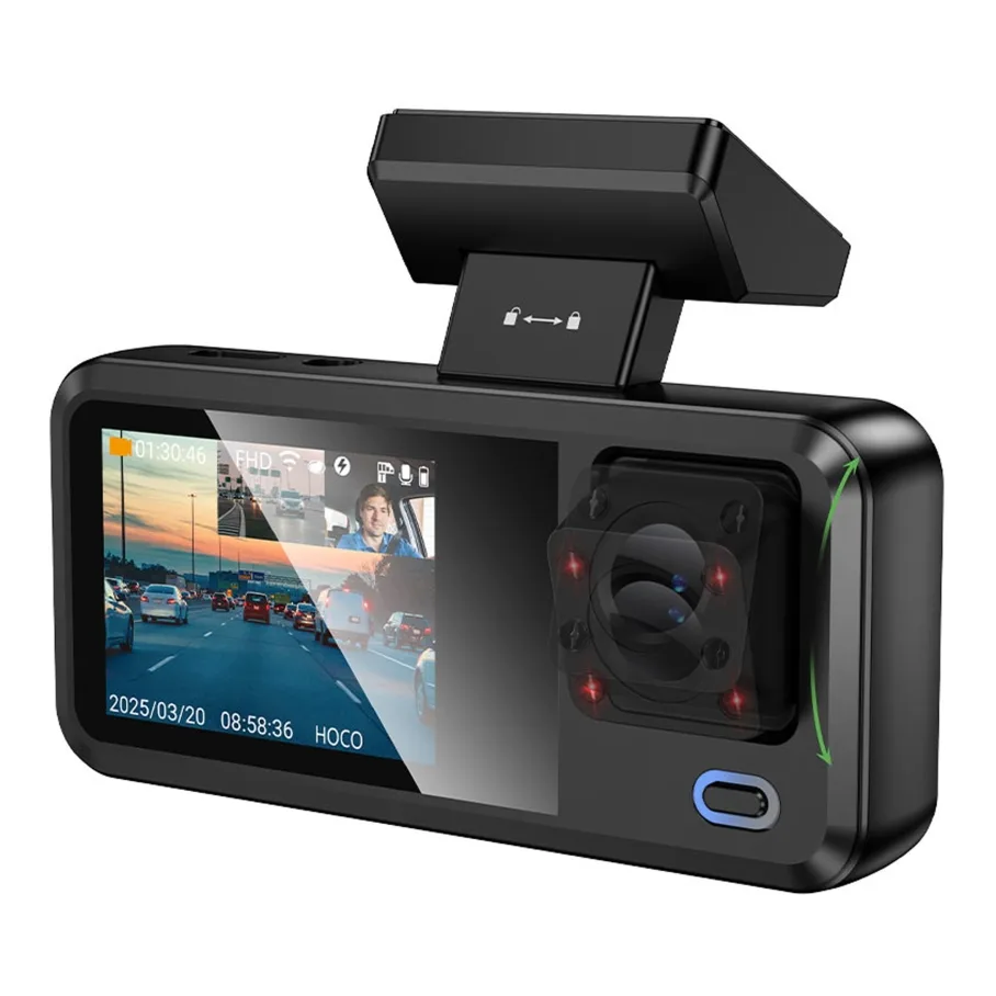 Видеорегистратор Hoco DV15 2-inch 720P/Wi-Fi App/ 3 Камеры Черный
