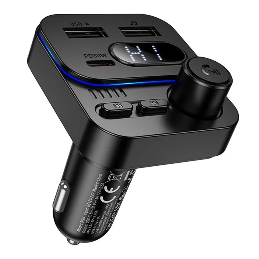 Модулятор Borofone BC61 USB-C PD30W+USB-A 15W/BT5.4, цвет черный