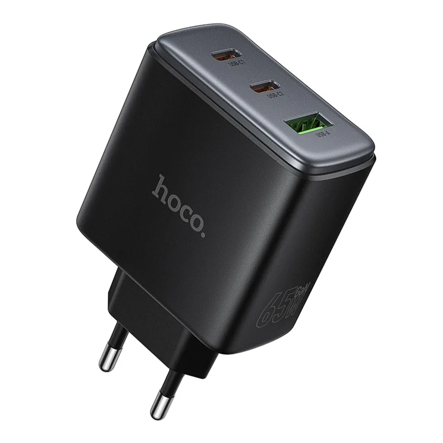 Сетевое Зарядное Устройство Hoco C160A 2USB-C/1USB QC/PD65W, цвет черный