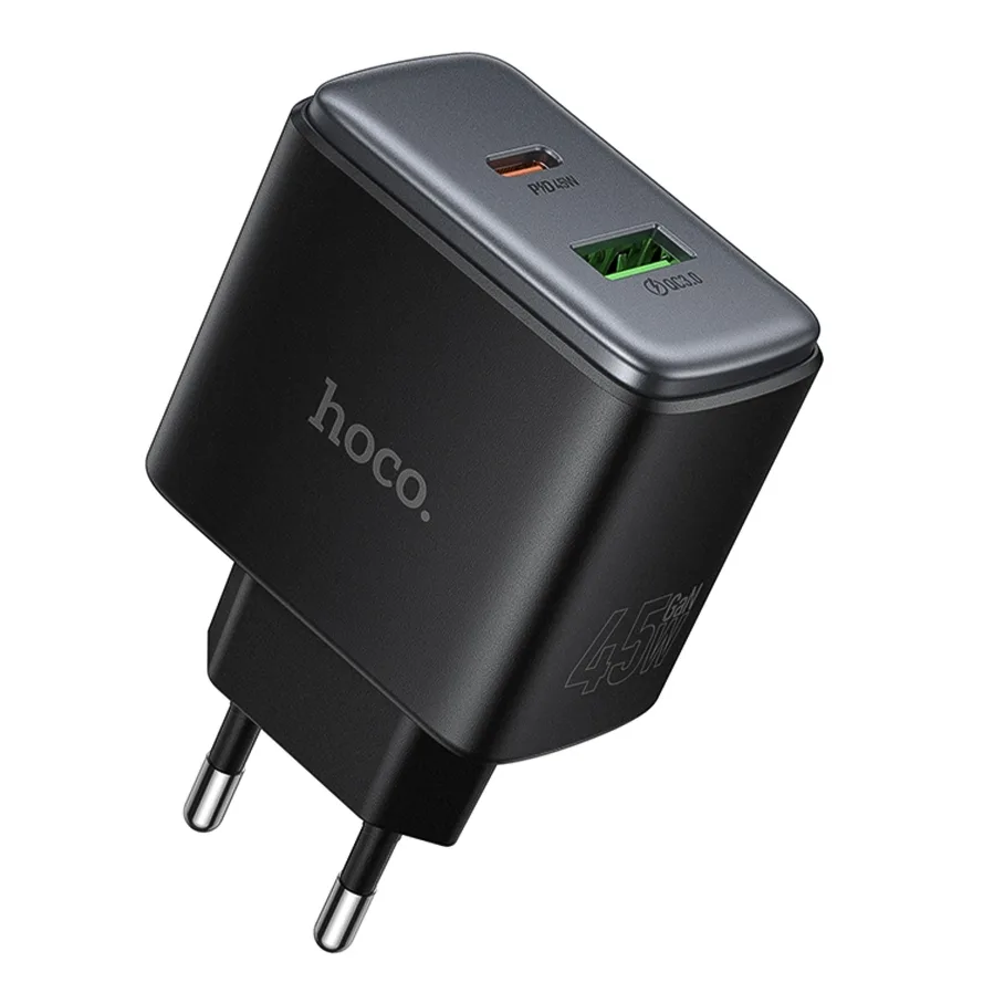 Сетевое Зарядное Устройство Hoco C158A 1USB-C/1USB QC/PD45W GAN, цвет черный