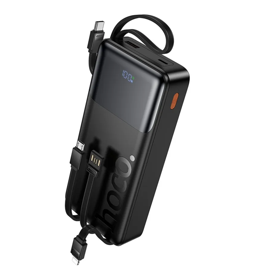 Power Bank Hoco J156A Founder 22.5W+PD20W fully compatible power bank с четырьмя кабелями 20000mAh, цвет черный