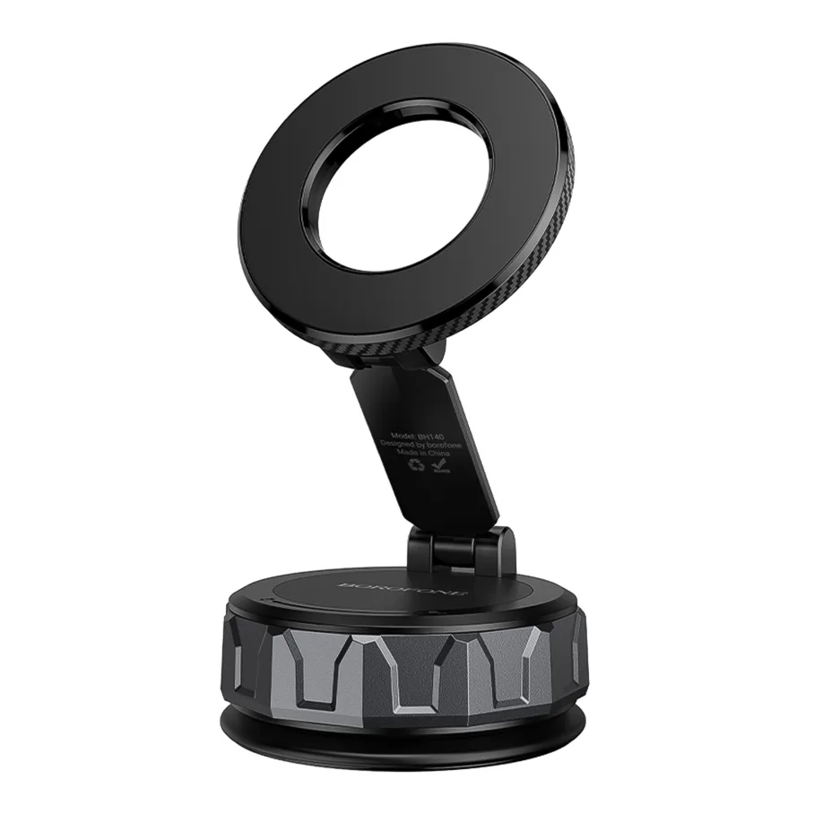 Автодержатель Borofone BH140 Magnetic Ring/Vacuum, цвет черно-серый