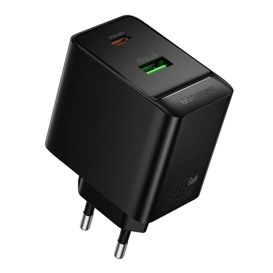 Сетевое Зарядное Устройство Borofone BAS17A 1USB-C/1USB PD/QC 65W GAN, цвет черный